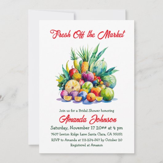 Farmer's Off the Market Fresh Fruit Bridal Shower Kaart (Voorkant)