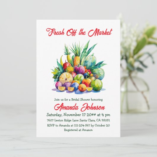 Farmer's Off the Market Fresh Fruit Bridal Shower Kaart (Staand voorkant)