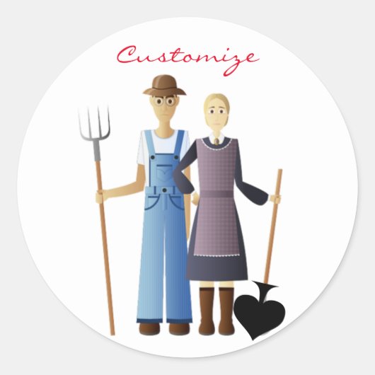 Farmer's vrouw koningin van Spades Thunder_Cove Ronde Sticker (Voorkant)