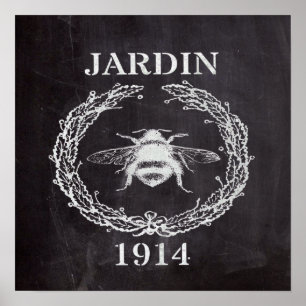 farmhosue chic chalkboard franse vintage bijen poster