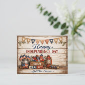 Farmhouse Americana Independence Day Feestdagenkaart (Staand voorkant)