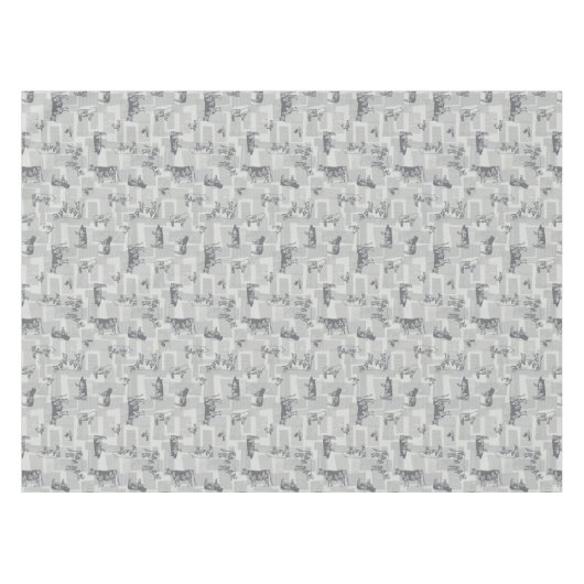 Farmhouse Animals Modern Pattern - Grey Tafelkleed (Voorkant (Horizontaal))