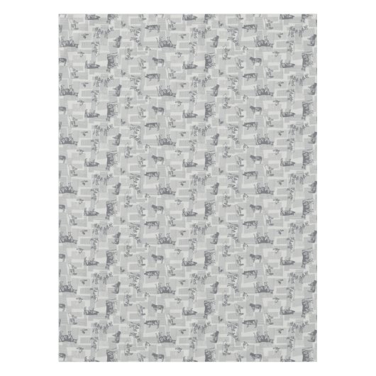 Farmhouse Animals Modern Pattern - Grey Tafelkleed (Voorkant)