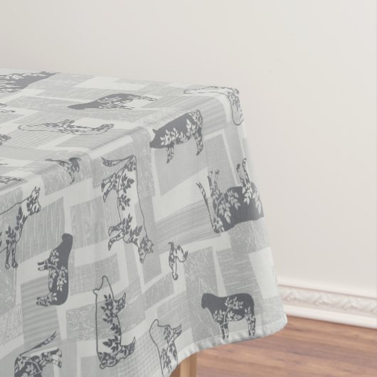 Farmhouse Animals Modern Pattern - Grey Tafelkleed (Voorbeeld)