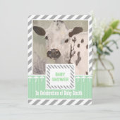 Farmhouse Baby shower Cow Uitnodiging (Staand voorkant)