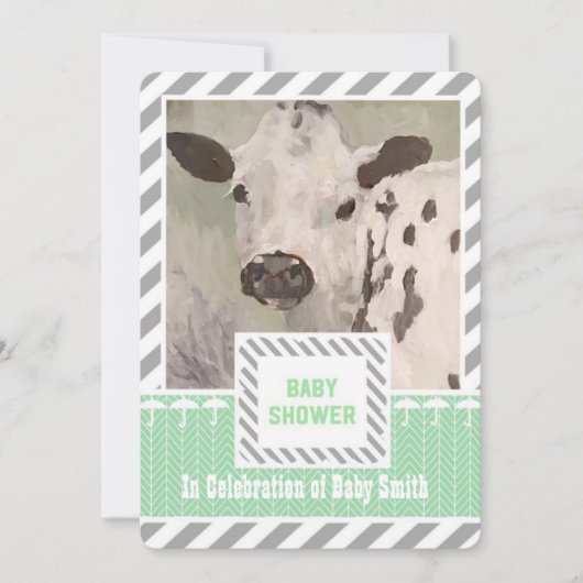 Farmhouse Baby shower Cow Uitnodiging (Voorkant)