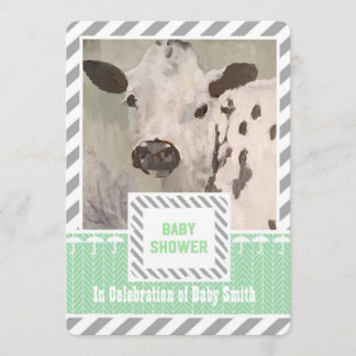 Farmhouse Baby shower Cow Uitnodiging