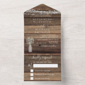 Farmhouse Baby's Breath Rustic Wedding All In One Uitnodiging (Binnen)