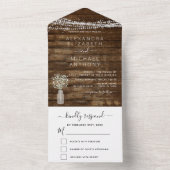 Farmhouse Baby's Breath Rustic Wedding All In One Uitnodiging (Binnen)