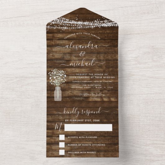 Farmhouse Baby's Rustic Wedding RSVP All In One Uitnodiging (Binnen)