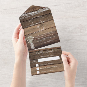Farmhouse Baby's Rustic Wedding RSVP All In One Uitnodiging