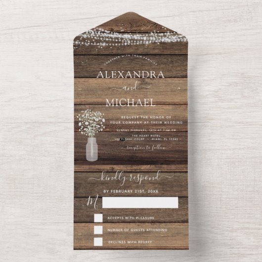 Farmhouse Baby's Rustic Wedding RSVP All In One Uitnodiging (Binnen)