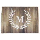 Farmhouse Barn Wood White Laurels Initiaal Letter Large Cadeautasje (Voorkant)