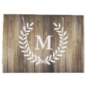 Farmhouse Barn Wood White Laurels Initiaal Letter Large Cadeautasje (Achterkant)