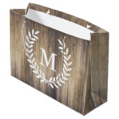 Farmhouse Barn Wood White Laurels Initiaal Letter Large Cadeautasje (Achterkant Gekanteld)
