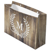 Farmhouse Barn Wood White Laurels Initiaal Letter Large Cadeautasje (Voorkant Gekanteld)
