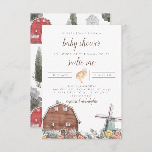 Farmhouse Barn Yard Boho Baby shower Uitnodiging (Voorkant / Achterkant)