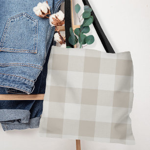 Farmhouse Beige Buffalo Check Canvas tas