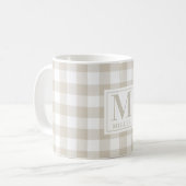 Farmhouse Beige Buffalo Check Family Name Monogram Koffiemok (Voorkant links)