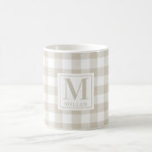 Farmhouse Beige Buffalo Check Family Name Monogram Koffiemok (Center)
