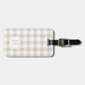Farmhouse Beige Buffalo Check Monogram Bagagelabel (Voorkant horizontaal)