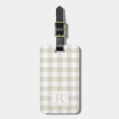 Farmhouse Beige Buffalo Check Monogram Bagagelabel (Voorkant verticaal)