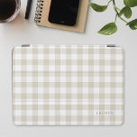 Farmhouse Beige Buffalo Check Monogrammen iPad Air Cover<br><div class="desc">Speciaal ontworpen iPad slim cover met beige buffelvlecht/gingham/check-patroon met gepersonaliseerde naam/monogram.</div>