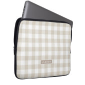 Farmhouse Beige Buffalo Check Monogrammen Laptop Sleeve (Voorkant Rechts)