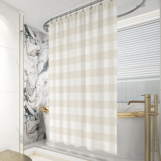 Farmhouse Beige Buffalo Check Pset Rustic Douchegordijn