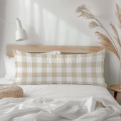 Farmhouse Beige Rustic Gingham Check Pset Lichaamskussen