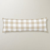 Farmhouse Beige Rustic Gingham Check Pset Lichaamskussen (Achterkant)