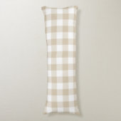 Farmhouse Beige Rustic Gingham Check Pset Lichaamskussen (Voorkant Verticaal)
