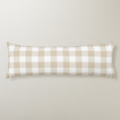 Farmhouse Beige Rustic Gingham Check Pset Lichaamskussen (Voorkant)