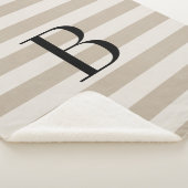 Farmhouse Beige Stripes Monogram Blanket Sherpa Deken (3/4)