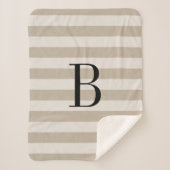 Farmhouse Beige Stripes Monogram Blanket Sherpa Deken (Voorkant)