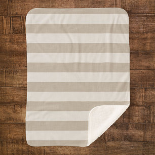 Farmhouse Beige Stripes Sherpa Blanket Deken