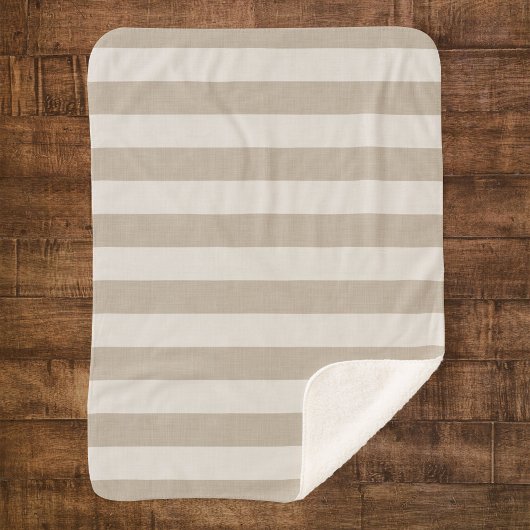 Farmhouse Beige Stripes Sherpa Blanket Deken