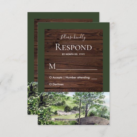 Farmhouse bij Thirlmere Wedding Response RSVP (Voorkant / Achterkant)