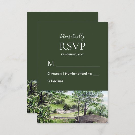 Farmhouse bij Thirlmere Wedding Response RSVP (Voorkant / Achterkant)