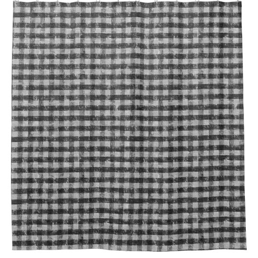 Farmhouse Black and White Gingham Check Pset Douchegordijn (Voorkant)