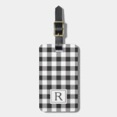 Farmhouse Black Buffalo Check Monogramma Bagagelabel (Voorkant verticaal)