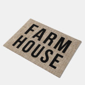 FARMHOUSE Black Lettering Rustige Burlap Sacking Deurmat (Schuin)