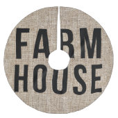 FARMHOUSE Black Lettering Rustige Burlap Sacking Kerstboom Rok (Voorkant)