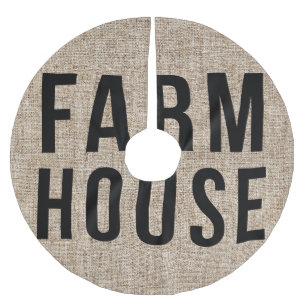 FARMHOUSE Black Lettering Rustige Burlap Sacking Kerstboom Rok