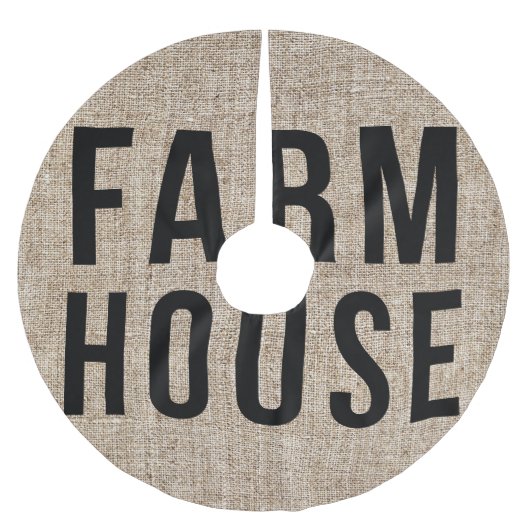 FARMHOUSE Black Lettering Rustige Burlap Sacking Kerstboom Rok (Voorkant)