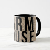 FARMHOUSE Black Lettering Rustige Burlap Sacking Mok (Voorkant rechts)