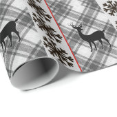Farmhouse Black White Buffalo Deer Snowflake Cadeaupapier (Rol Hoek)