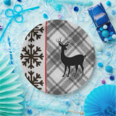 Farmhouse Black White Buffalo Deer Snowflake Papieren Bordje (Feest)