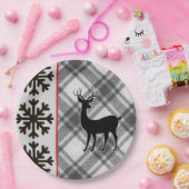 Farmhouse Black White Buffalo Deer Snowflake Papieren Bordje (Feest)