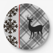 Farmhouse Black White Buffalo Deer Snowflake Papieren Bordje (Voorkant)